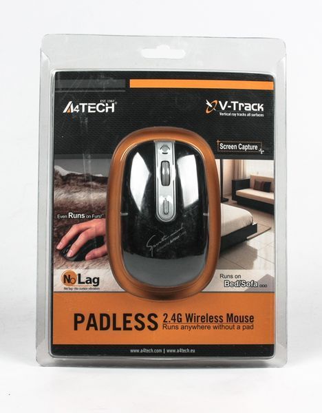 Мышь A4Tech беспроводная G9-558 FX-2, V-Track, 2.4 ГГц, USB, 2000 dpi, 15 м, черная G9-558FX-2 (Glossy Black) 0202611 фото