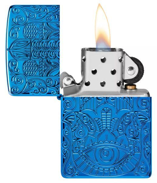 Зажигалка Zippo 46752 Armor High Polish Blue Hamsa Design 77890067 фото