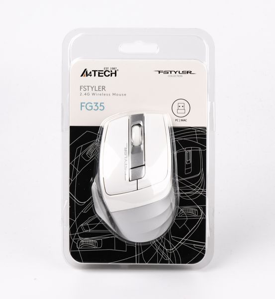 Мышь беспроводная A4Tech Fstyler FG35, USB, цвет серебристый + белый FG35 (Silver) 1604339 фото