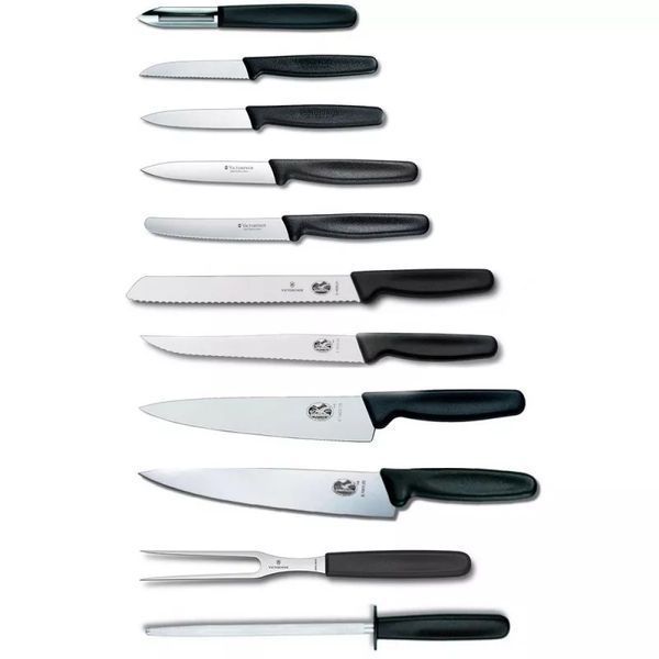 Набор кухонных ножей и принадлежностей Victorinox 11 предметов Черные (5.1153.11) V77551902 фото