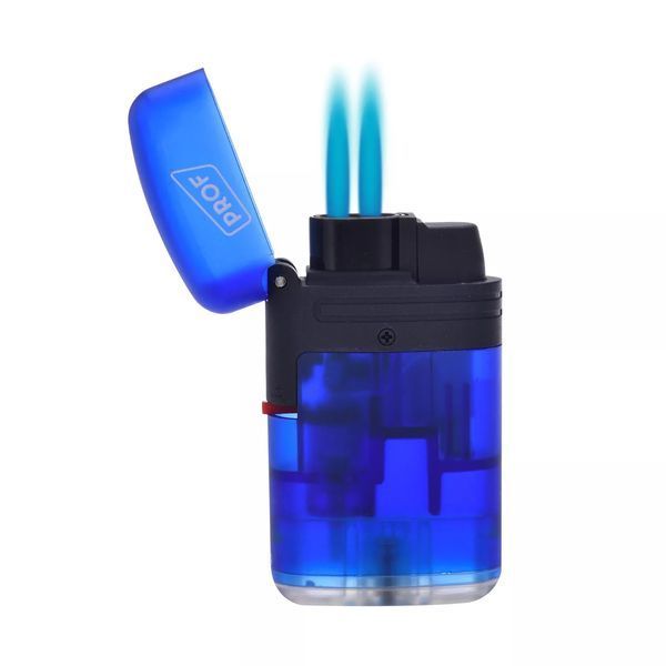 Запальничка газова 2 турбо Prof Double Jet Flame Transparent Синя (40803728BLU) V77550923 фото