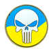 Шеврон круглий — прапор України — Каратель (білий череп) ПВХ 01.005.01 фото 1
