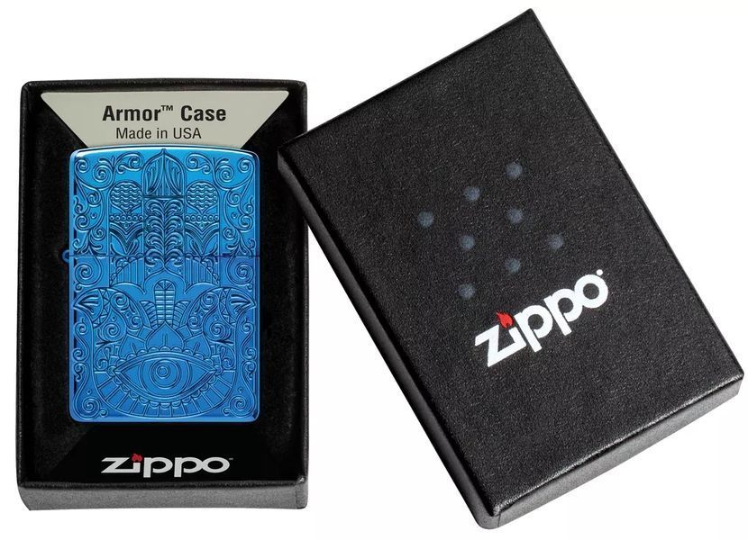 Зажигалка Zippo 46752 Armor High Polish Blue Hamsa Design 77890067 фото