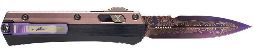 Ніж Microtech Glykon Marfione Select Bronze Baker Coppermai Damascus Rose Gold PVD Purple 184-16MS3 14090732 фото