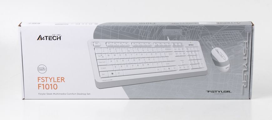 A4Tech Fstyler F1010, комплект дротовий клавіатура з мишою, USB, білий колір F1010 (White) 1604056 фото