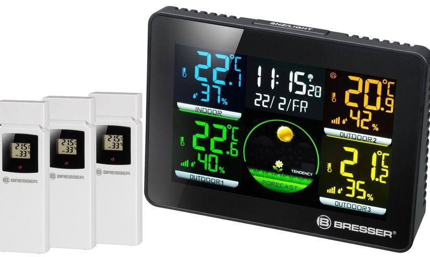 Метеостанція Bresser Quadro NLX Colour Black з 3 датчиками 7000023 фото