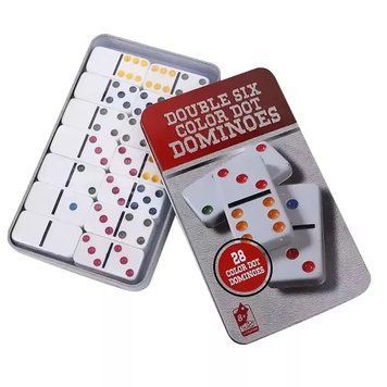 Домино с разноцветными точками в металлическом кейсе Double Six Color 19х11х2,1 см (DN35988) V77553961 фото