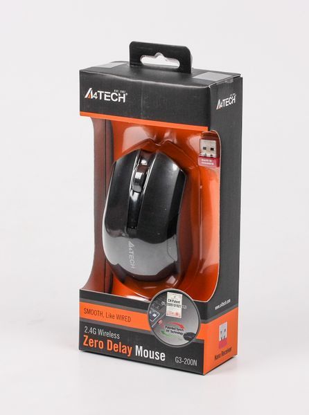 Миша A4-G3-200 N USB V-Track , бездротова, 1000dpi, чорна G3-200N (Black) 0202631 фото