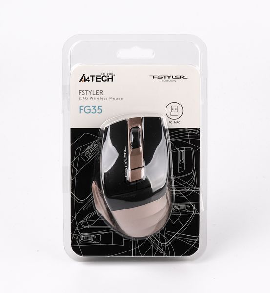 Миша бездротова A4Tech Fstyler FG35, USB, колір чорний+бронза FG35 (Bronze) 1604340 фото