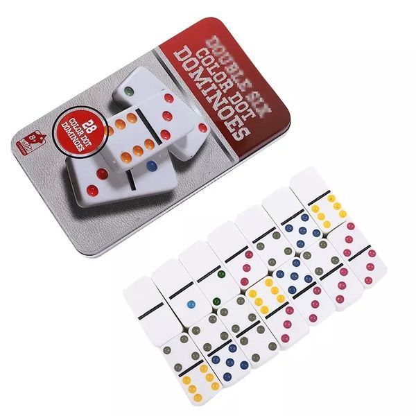 Домино с разноцветными точками в металлическом кейсе Double Six Color 19х11х2,1 см (DN35988) V77553961 фото