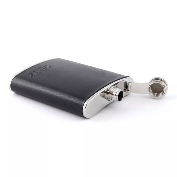 Фляга Zippo стальная черная кожа 180мл 6 OZ 2005269 V77553232 фото