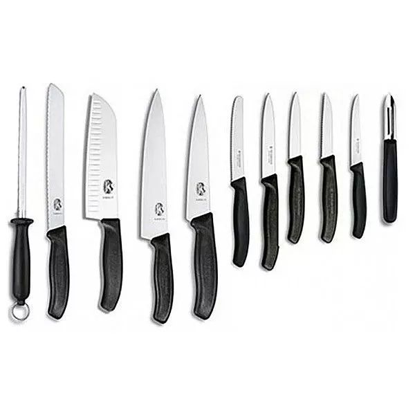 Набір кухонних ножів та підставки Victorinox Swiss Classic Cutlery Block 12 предметів Чорні (6.7153.11) V77551898 фото