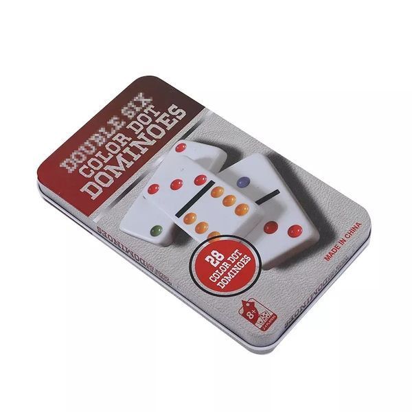 Домино с разноцветными точками в металлическом кейсе Double Six Color 19х11х2,1 см (DN35988) V77553961 фото
