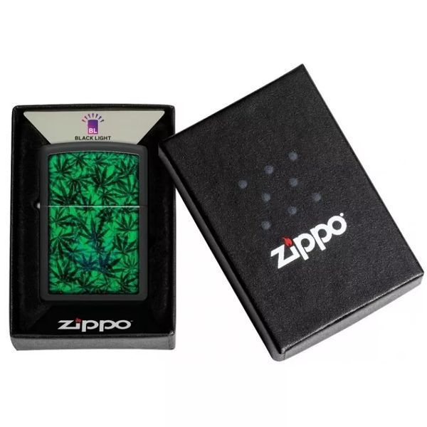 Запальничка Zippo Cannabis Design Black Light світиться в ультрафіолеті 48736 V77553971 фото