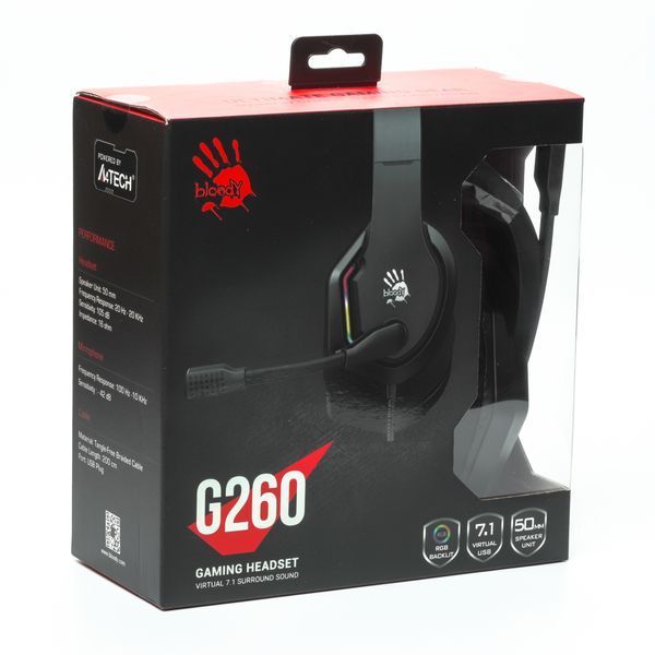 Гарнітура ігрова Bloody G260 з підсвічуванням, USB, колір чорний G260 (Black) 1606304 фото
