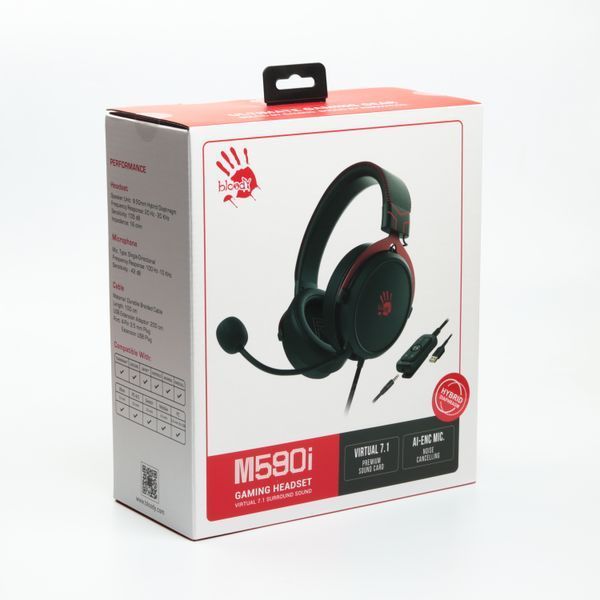 Гарнітура ігрова Bloody M590i USB + 4-Pin 3.5 mm, колір чорно-червоний M590i (Sports Red) 1606177 фото