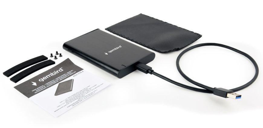 Зовнішня кишеня Gembird EE2-U3S-6 2.5", USB3.1, чорний колір, алюміній EE2-U3S-6 1604776 фото