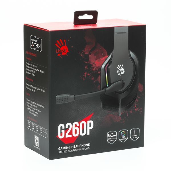 Гарнітура ігрова Bloody G260p (Black) з підсвічуванням, USB, колір чорний G260p (Black) 1606305 фото