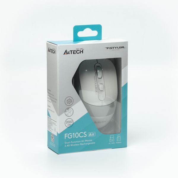 Миша бездротова A4Tech Fstyler FG10CS Air (Grayish White), USB, колір білий+сірий FG10CS Air (Grayish White) 1606360 фото