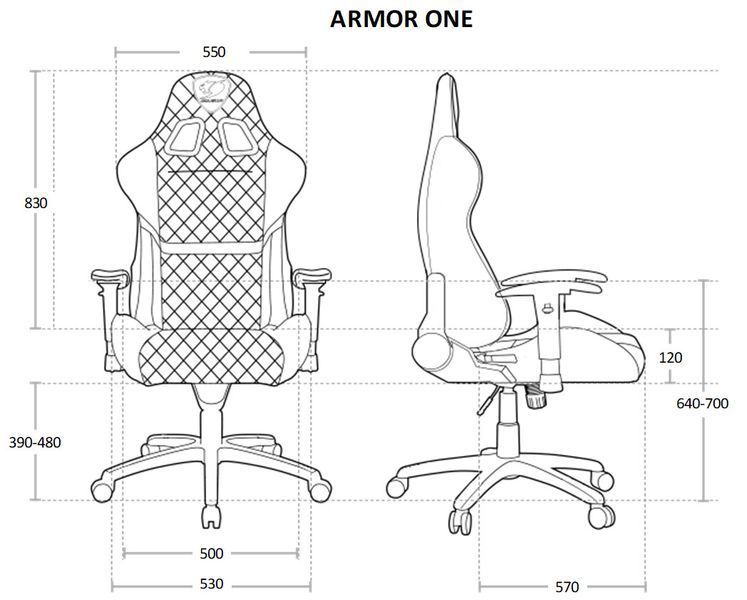 Крісло ігрове ARMOR One , чорний+блакитний Armor One Sky Blue 1604640 фото