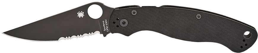Ніж Spyderco Military 2 Black Blade G-10 Black Напівсерейтор C36GPSBK2 871726 фото
