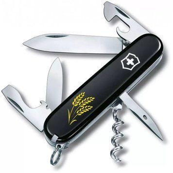 Швейцарський ніж Victorinox Spartan Ukraine 91 мм Колоски пшениці Чорний (1.3603.3_T1338u) V77553032 фото