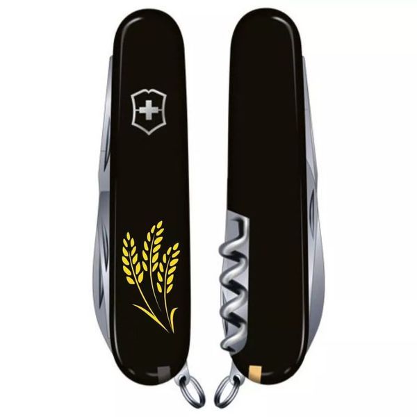 Швейцарский нож Victorinox Spartan Ukraine 91 мм Колоски пшеницы Черный (1.3603.3_T1338u) V77553032 фото