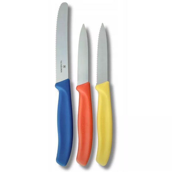Набір для чистки овочів з трьох ножів Victorinox Swiss Classic Paring Set Жовтий, Помаранчевий, Синій 6.7116.32C1 V77554374 фото