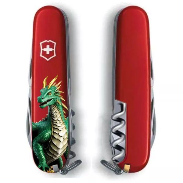 Швейцарський ніж Victorinox Spartan Zodiac 91 мм 12 функцій Зелений дракон (1.3603_Z3340u) V77552821 фото