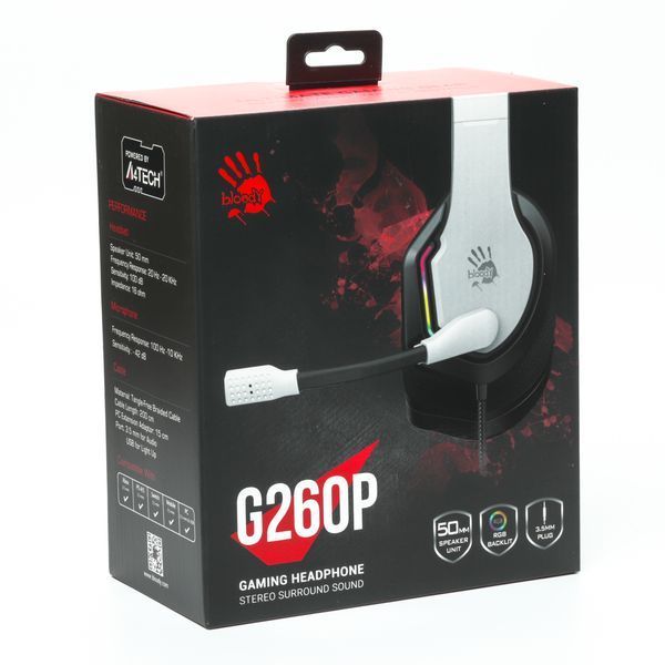 Гарнітура ігрова Bloody G260p (White) з підсвічуванням, USB, колір білий G260p (White) 1606306 фото
