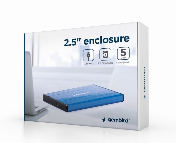 Зовнішня кишеня 2.5" Gembird EE2-U3S-3-DB, темно-синiй EE2-U3S-3-DB 1605535 фото