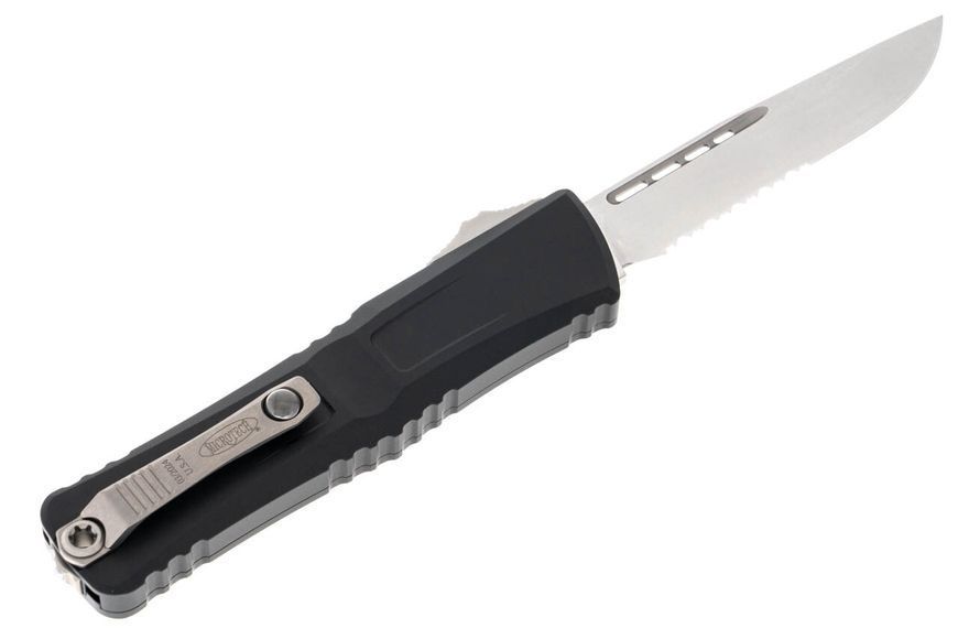 Ніж Microtech Combat Troodon Gen III OTF stonewash. напівсерретор Чорний 1143-11 4009458 фото