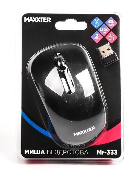 Мишка бездротова Maxxter Mr-333, чорна Mr-333 1604088 фото
