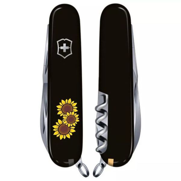 Швейцарский нож Victorinox Spartan Ukraine 91 мм Подсолнухи Черный (1.3603.3_T1340u) V77553034 фото