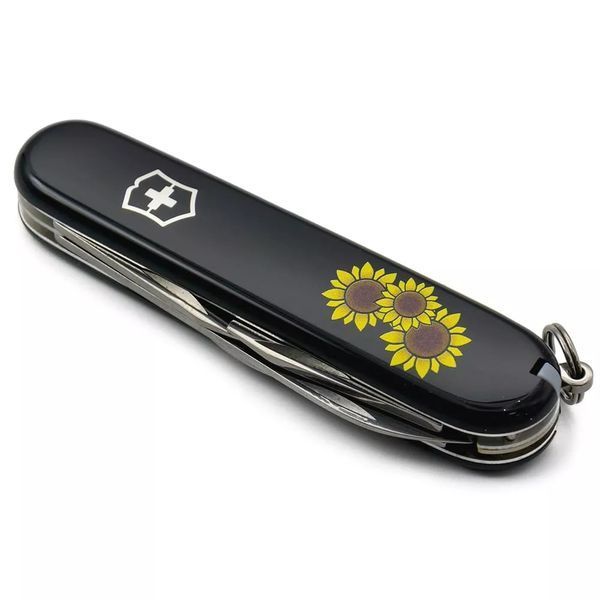 Швейцарский нож Victorinox Spartan Ukraine 91 мм Подсолнухи Черный (1.3603.3_T1340u) V77553034 фото