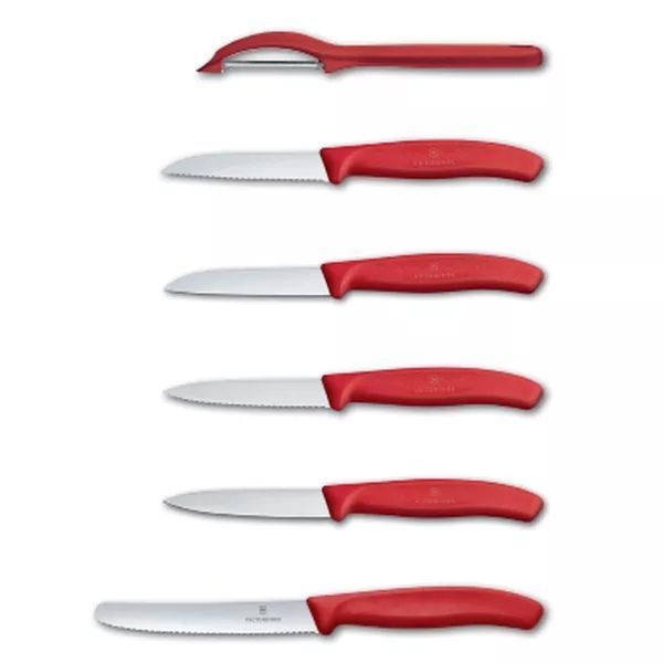Набір кухонних овочевих ножів та овочечистки Victorinox Swiss Classic Paring Set 6 предметів Червоний (6.7111.6G) V77551925 фото