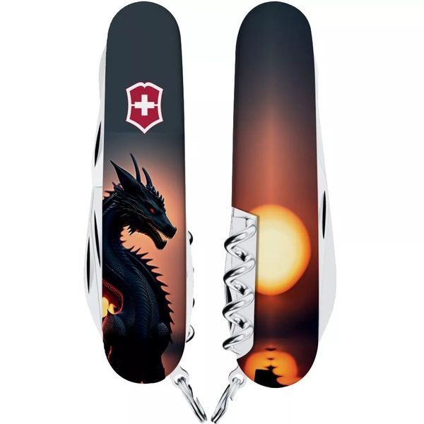 Швейцарський ніж Victorinox Climber Zodiac 91 мм 14 функцій Дракон у променях сонця (1.3703.3_Z3270p) V77552768 фото