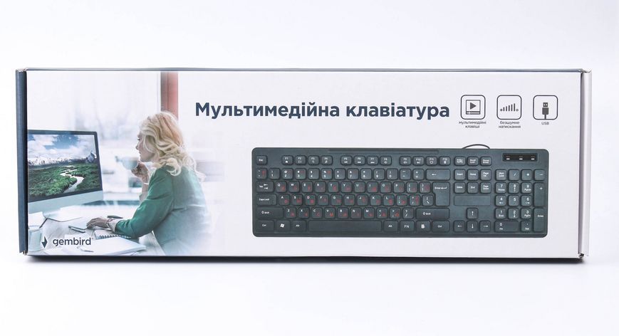 Клавіатура дротова Gembird KB-MCH-04-UA, українська розкладка, мультимедійна, "шоколадні" клавіші, чорний колір KB-MCH-04-UA 1604893 фото