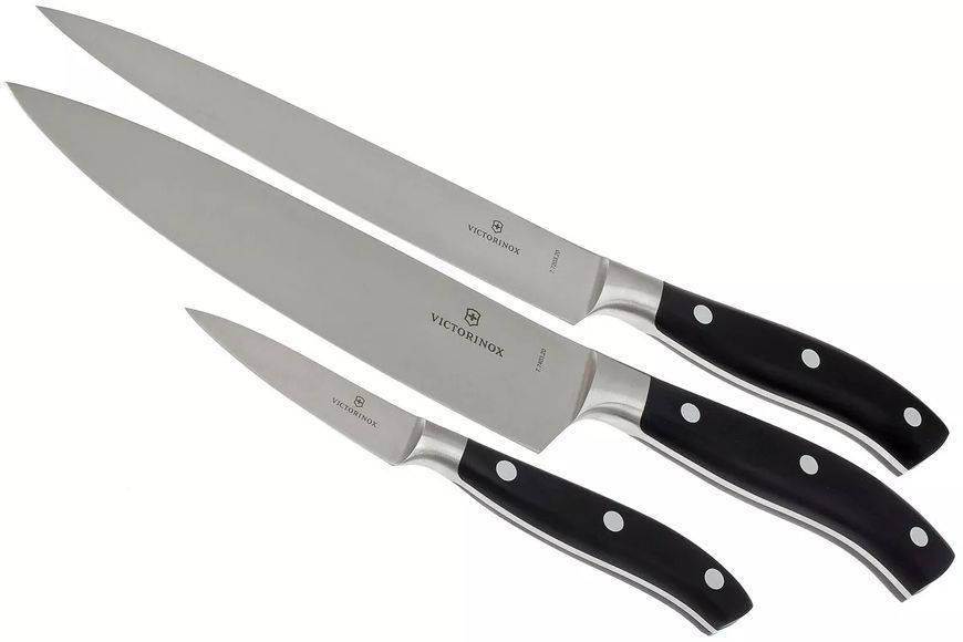 Набір кухонних кованих ножів Victorinox Forged Сhef's Grand Maitre 3 шт Чорні (7.7243.3) V77551886 фото