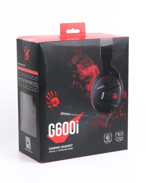 Гарнітура ігрова Bloody G600i, miniJack + USB G600i Bloody (Black) 1604644 фото