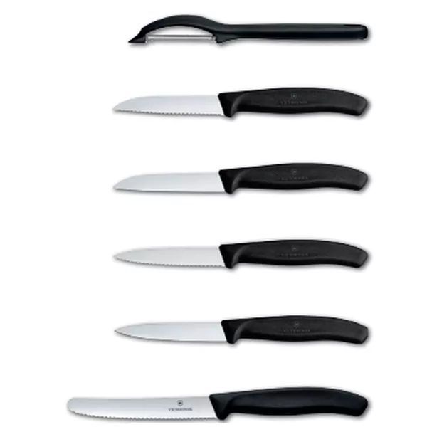 Набір кухонних овочевих ножів та овочечистки Victorinox Swiss Classic Paring Set 6 предметів Чорний (6.7113.6G) V77551926 фото