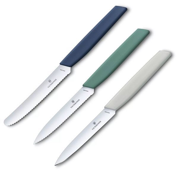 Набір з трьох кухонних ножів для чищення Victorinox Swiss Modern Paring Set: 3 ножі з кольоровими ручками Urban та лезами 10 Limited Edition 2022 6.9096.3L1 V77554475 фото
