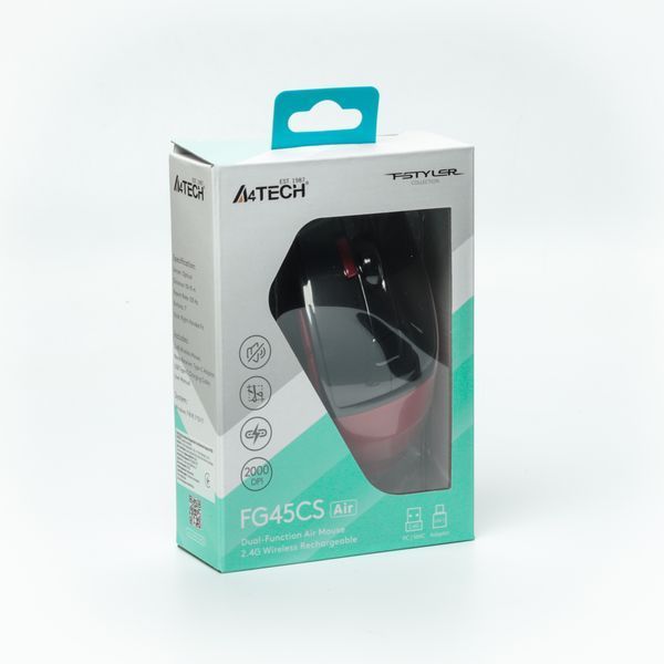 Миша бездротова A4Tech Fstyler FG45CS Air (Sports Red), USB, колір чорний+червоний FG45CS Air (Sports Red) 1606363 фото