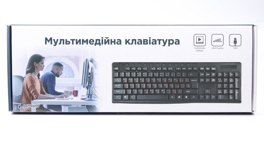 Клавіатура мультимедійна Gembird KB-UM-107-UA, українська розкладка, USB, чорний колір KB-UM-107-UA 1604894 фото
