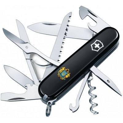 Швейцарский нож Victorinox Huntsman UKRAINE Большой Герб Украины (1.3713.3_T0400u) Черный 616174 фото