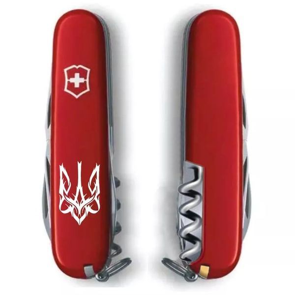 Швейцарський ніж Victorinox Spartan Ukraine 91 мм, 12 функцій Тризуб готичний білий (1.3603_T0630u) V77553039 фото