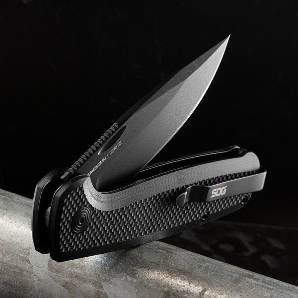 Нож SOG Terminus SJ D2 G-10 Blackout SOG-TM1005-BX 12580323 фото