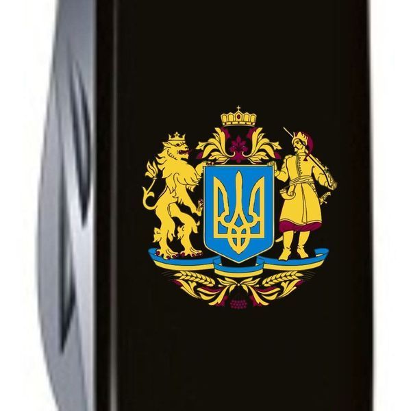 Швейцарський ніж Victorinox Huntsman UKRAINE Великий Герб України (1.3713.3_T0400u) Чорний 616174 фото