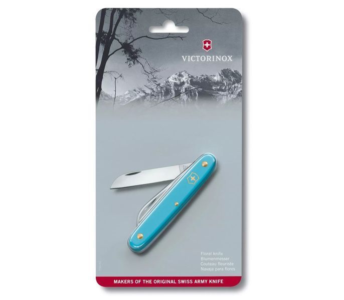 Швейцарський ніж Victorinox Floral садовий 100 мм 1 функція блакитний у блістрі (3.9050.25B1) V77553645 фото