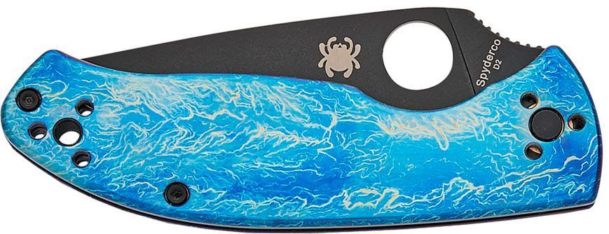 Ніж Spyderco Tenacious Black Blade D2 Titanium Blue C122TIBLBKD2P 871689 фото